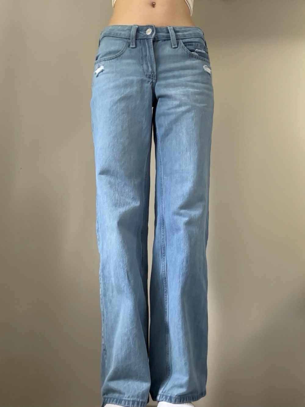 HOLLISTER Low Rise Baggy Wide Leg Jeans Blue Size 23 GUC